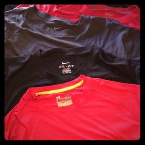 Lot of 4 Nike Dri-fit and Reebok and UA workout Ts